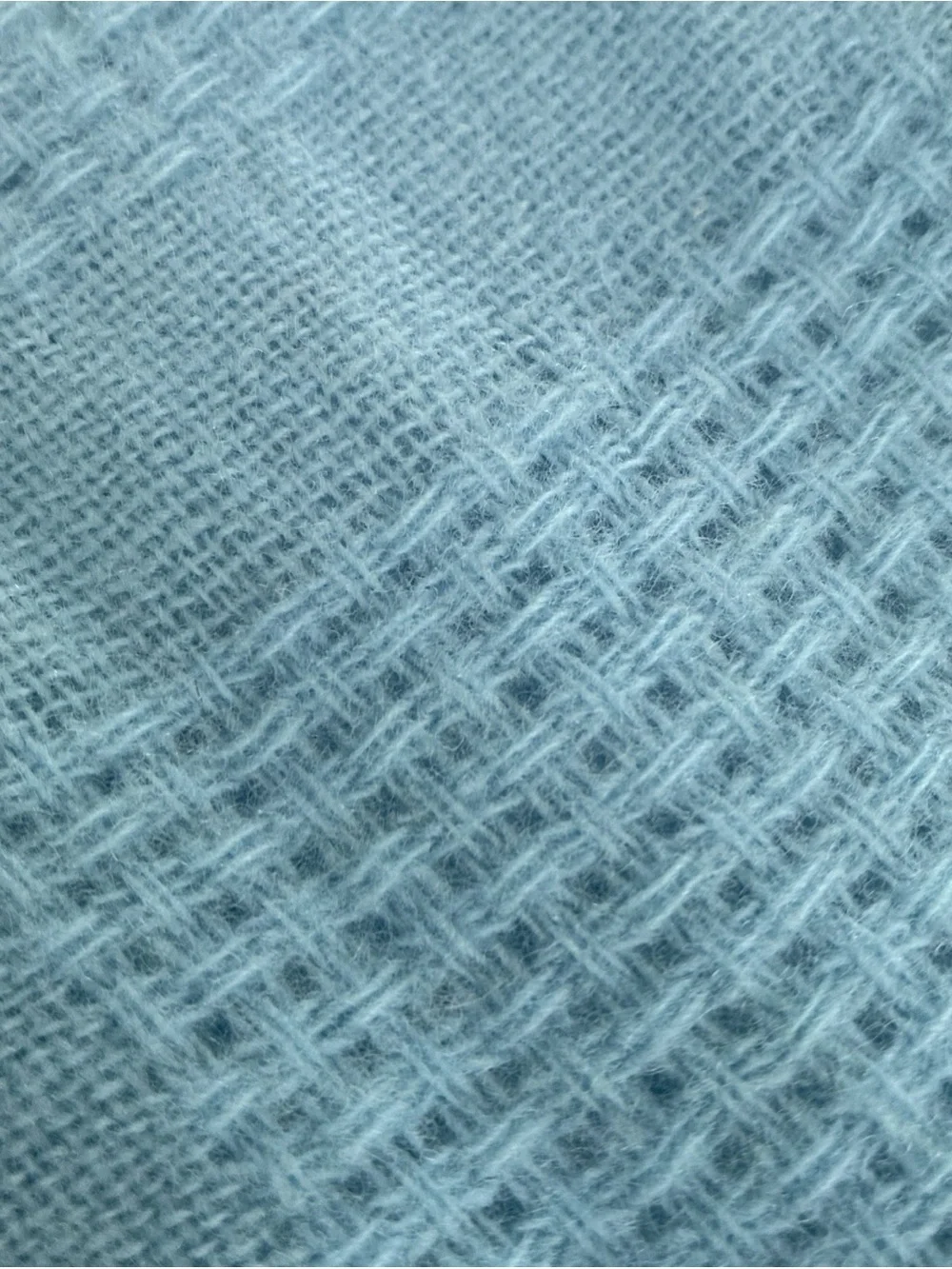 Vintage Faribo 100% Pure Wool Blanket Light Blue Satin Trim 78x86 NWOT USA